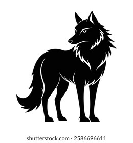 A striking, black silhouette of a wolf, perfect for logo design, apparel, or wall art