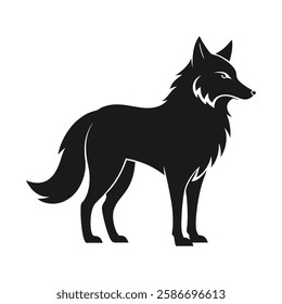 A striking, black silhouette of a wolf, perfect for logo design, apparel, or wall art