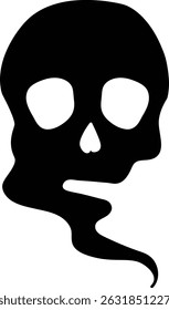 Striking Black Skull with Smoke Vector Illustration