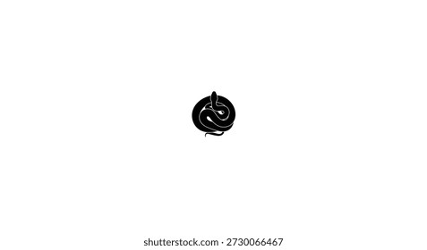 a striking black snake coiled within a circle a minimalist design silhouette