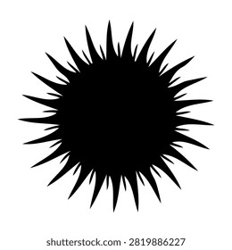 A striking black sunburst pattern featuring sharp, pointed rays radiating from the center, creating a bold visual impact.