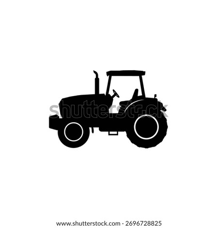 A striking black tractor design, notably presented in a flat silhouette style.