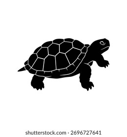 Imagem de tartaruga preta impressionante, definida por um estilo de silhueta arrojada.