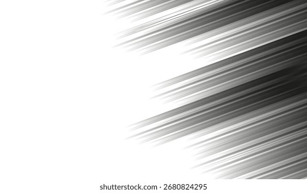 Um plano de fundo abstrato preto e branco impressionante com linhas diagonais dinâmicas irradiando de um canto, criando uma sensação rápida de movimento