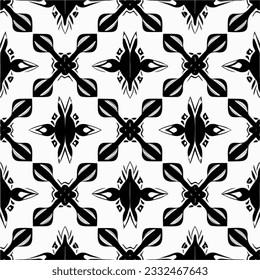 Striking black and white art deco pattern on a white background, featuring repetitive fabric motifs, resulting in an abstract and visually captivating pattern.