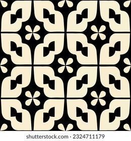 Striking black and white background boasting geometric design, reminiscent of peppermint and floral motifs, forming an elegant damask pattern.