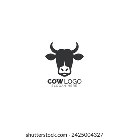 Striking Black and White Cow Logo Design for Modern Agricultural Branding