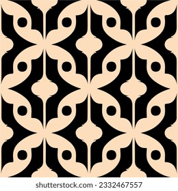 Striking black and white damask pattern set against a black background, exhibiting elements of art deco and art nouveau.