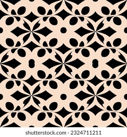 Striking black and white fabric pattern featuring repeating circles, with skull shaped liminal void background adding an edgy touch to the classic damask design.