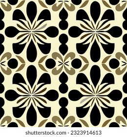 Striking black and white flower pattern on white backdrop, showcasing an art deco flair with dark and alluring blooms, reminiscent of art nouveau influences.