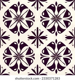 Striking black and white flower pattern on a white background, exuding a dark and mysterious allure. This repeating fabric pattern embodies art deco influences with a hint of elegance.