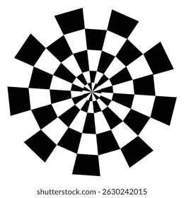  Padrão de ilusão geométrica preto-e-branco impressionante com um efeito de túnel 3D. Ideal para pôsteres, fundos, arte de álbuns, tecidos e design digital