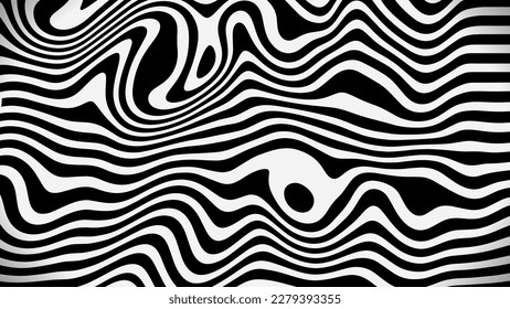 Eine bemerkenswerte geometrische, schwarz-weiße Textur mit gewellten, verschleierten Linien. Ideal für Banner, Anzeigen, Poster und Hintergründe.