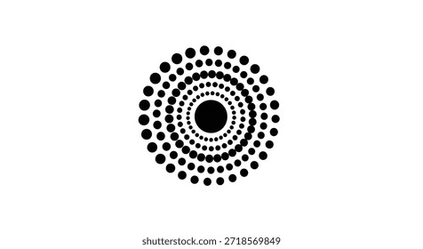 Un llamativo gráfico en blanco y negro con un patrón de círculo concéntrico. El diseño ofrece un atractivo minimalista pero hipnótico, ideal para fondos o Elementos en proyectos gráficos. La Imagen ofrece