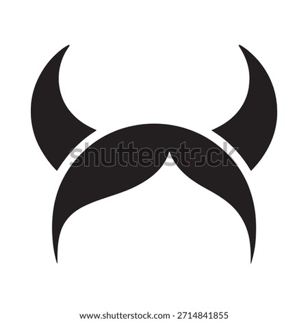 A striking black and white illustration of devil horns and a mustache