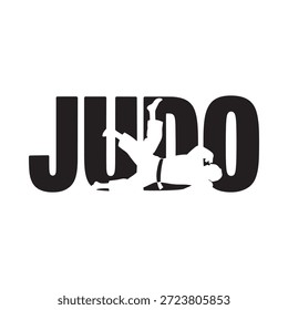 Una llamativa Imagen en blanco y negro con la palabra judo con una silueta