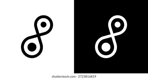Una llamativa Imagen en blanco y negro con el símbolo del infinito en arreglos contrastantes.