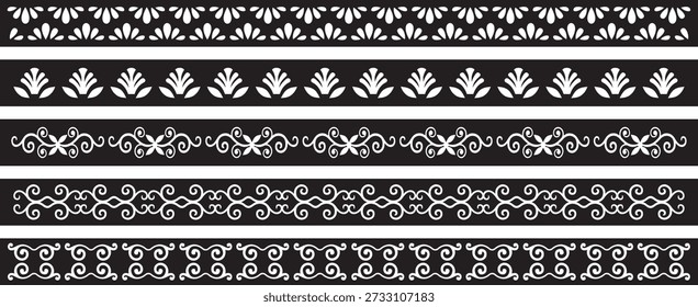 Uma impressionante imagem em preto e branco com desenhos ornamentais repetidos e em espiral.