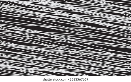 Striking Black and White Linear Chaos: A Dynamic and Eye-Catching Minimalist Scribble Design Ideal for Modern Backgrounds and Textures with Chaotic Touch