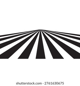 Striking black and white lines converge, creating an optical illusion with a bold silhouette style.