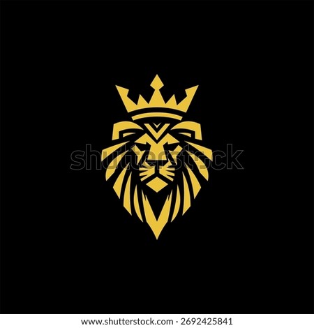 A striking black and white logo features a lion's head wearing a crown, symbolizing power and leadership, perfect for branding.