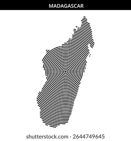 Contorno preto e branco impressionante de Madagáscar com padrões.