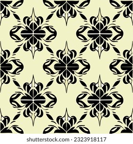 Striking black and white pattern white background, showcasing classic damask design. The intricate and dark flower pattern adds depth and sophistication to any space.