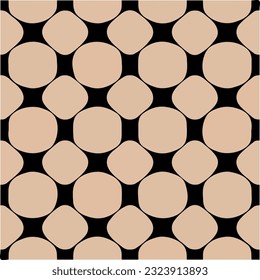 Striking black and white pattern composed of circles, creating hexagonal pattern reminiscent of honeycomb. The irregularly shaped mosaic tiles form captivating honeycomb background.