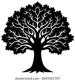 A striking black and white stylized tree silhouette offers a versatile design element for a variety of creative projects.