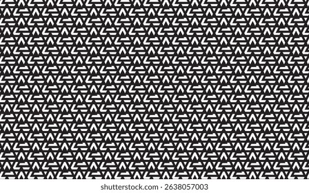 Striking Black and White Triangular Geometric Pattern: A Modern Abstract Design for Wallpaper and Textile Prints Featuring Intricate Shapes