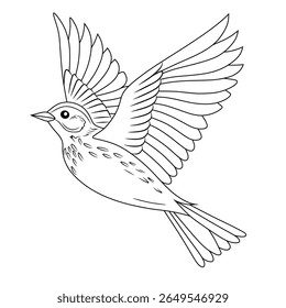 A striking black and white vector illustration of a skylark bird