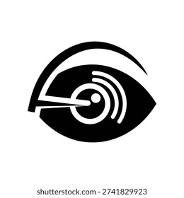 Striking black and white vector illustration of an eye with sound wave vision, ideal for logos, branding, and modern design projects.