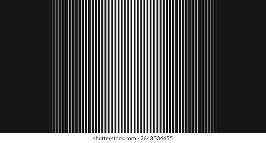 Listras verticais em preto e branco impressionantes criam um efeito de ilusão óptica cativante em um design abstrato moderno