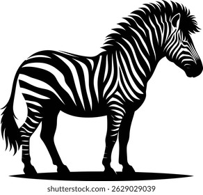 Striking Black and White Zebra Illustration Majestic African Equine