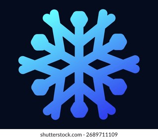 A striking blue gradient snowflake icon set against a dark background, perfect for winter themes.
