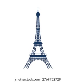 A striking blue silhouette of the eiffel tower in paris france
