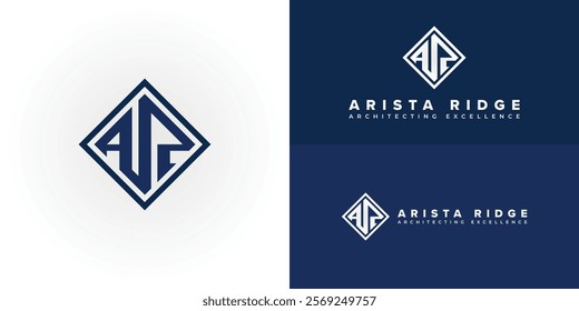 A striking blue square frame elegantly encloses the initials A and R, creating a sophisticated and memorable logo. Ideal for architecture firms and construction company's logo design inspiration