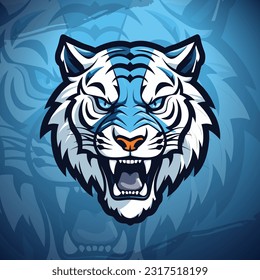 Striking Blue Tiger Mascot Illustration for Esport and Sport Team Branding