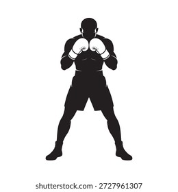 Un boxeador llamativo en la postura de lucha listo para la acción