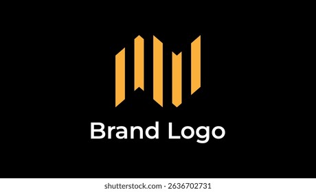 A striking brand logo featuring a stylized abstract design in orange, set against a black background. The design evokes a sense of modern minimalism and corporate identity.