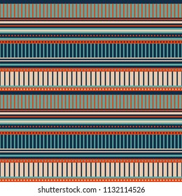 Striking bright stripe pattern with dot rows, seamless vector repeat. Stylish modern design.