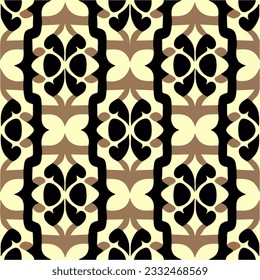 Striking brown and white pattern set against a black backdrop, reminiscent of both art deco and art nouveau styles. This floor pattern exudes a harmonious blend of elegance and sophistication.