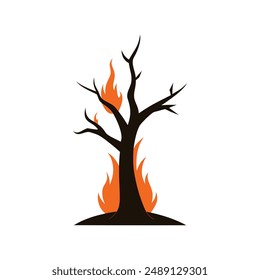 Striking burnt dead tree vector illustration, ideal for nature and environmental design projects.