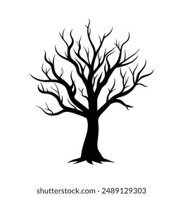 Striking burnt dead tree vector illustration, ideal for nature and environmental design projects.