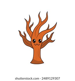 Striking burnt dead tree vector illustration, ideal for nature and environmental design projects.