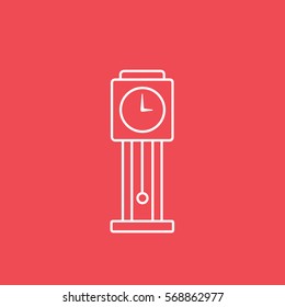 Striking Clock Line Icon On Red Background