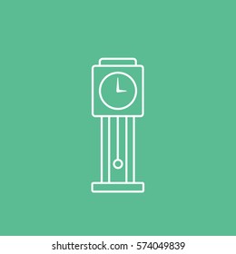 Striking Clock Line Icon On Green Background