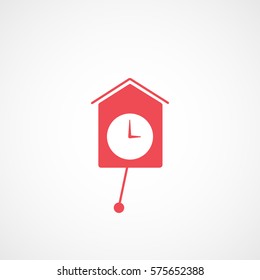Striking Clock On Wall Red Flat Icon On White Background