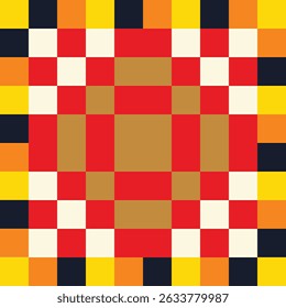 Striking Colorful Geometric Pattern Symmetrical Squares and Bold Stripes