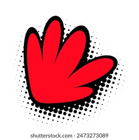 A striking crimson red petal design with a bold black outline on a dotted background, offering a classic pop art aesthetic with a modern flair.